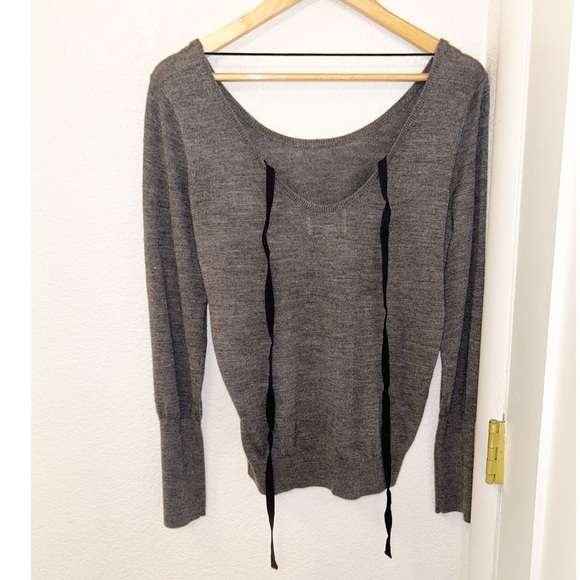 NWT ANGEL of the NORTH x ANTHROPOLOGIE The Torie Appliqué Charcoal Sweater SZ: M - Picture 13 of 14